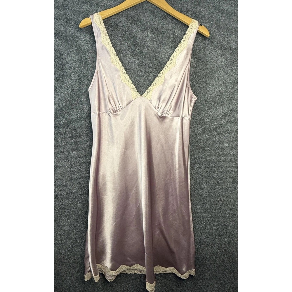 VTG Victorias Secret Lace Trim Nighty Lingerie Women's Large Pink Sleeveless